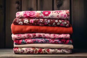 Embracing Autumn with Folk Floral Fabric - AI generated photo