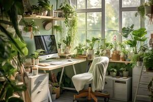 Serene Home Workspace - Elegantly Feminine - AI generated photo