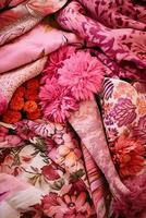 Autumn's Folk Floral Textile Splendor - AI generated photo