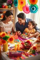 Proudly Celebrating Hispanic Heritage as a Family - AI generated photo