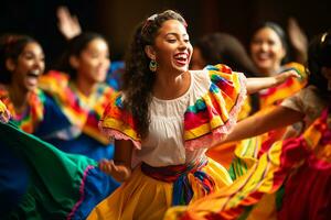 celebrando Hispano patrimonio tradicion y alegre colores - ai generado foto