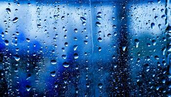 gotas de lluvia en azul vaso antecedentes foto