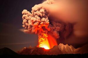 nature disaster volcanic eruption AI Generated photo