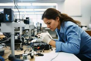 An electronics technician at work. AI generative photo