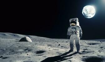 Walking the lunar surface, astronaut feels alone Creating using generative AI tools photo