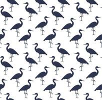Heron silhouette pattern. Vector seamless pattern of hand drawn doodle sketch black heron.