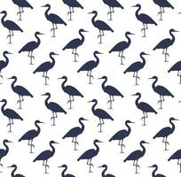 Heron silhouette pattern. Vector seamless pattern of hand drawn doodle sketch black heron.