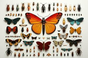 assortment various insects flat lay AI Generated photo