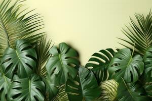 Monstera plants isolated pastel background professional advertising photography AI Generated photo