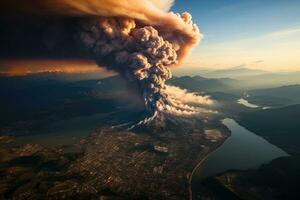 nature disaster volcanic eruption AI Generated photo