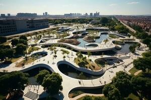 situación en Parque de patinaje arena en el ciudad ai generado foto