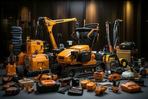 construction tools and equipment professional advertising photography AI Generated photo