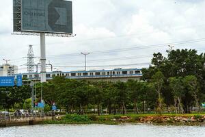 Ho Chi Minh City, Vietnam - 29 August, 2023 Test running metro trains in Ho Chi Minh City from Ben Thanh station to Suoi Tien station in Vietnam. photo