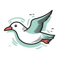 Flying seagull. Vector illustration. Isolated on white background.