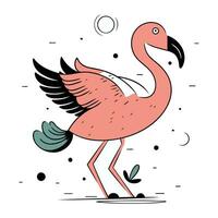 Flamingo. Vector illustration of a pink flamingo on a white background.