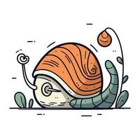 Snail cartoon vector illustration. Cute and funny snail character.