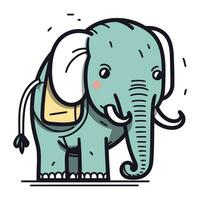 Cute cartoon elephant isolated on a white background. Vector illustration.