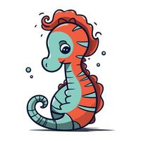 Cute cartoon seahorse. Vector illustration isolated on white background.