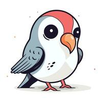 Vector illustration of cute cartoon bird. Isolated on white background.