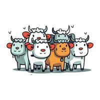 Cute cartoon farm animals. Vector illustration isolated on white background.