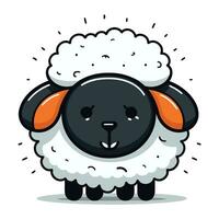 Cute Sheep Vector Illustration. Isolated on White Background.