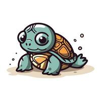 linda dibujos animados tortuga. vector ilustración aislado en un blanco antecedentes.