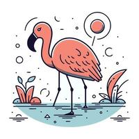 Flamingo. Vector illustration of a flamingo in flat style.