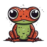 Cute cartoon frog. Vector illustration. Isolated on white background.