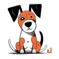 Cute cartoon dog sitting on the floor. Vector illustration of a dog.