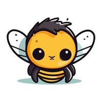 Cute bee cartoon mascot. Vector illustration isolated on white background.