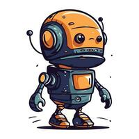 Cartoon robot with spanner. Vector illustration of a cute robot.