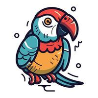 Cute cartoon parrot. Vector illustration isolated on white background.