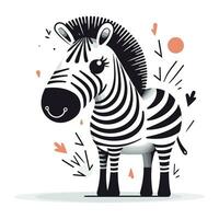 Zebra vector illustration. Cute cartoon animal in flat style.