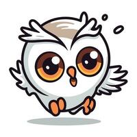 Owl character cartoon style vector illustration. Cute owl mascot.