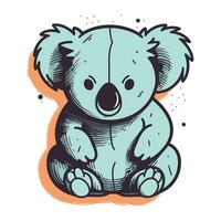 Cute cartoon koala sitting on the floor. Vector illustration.