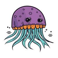 Cute cartoon jellyfish. Vector illustration of a sea animal.