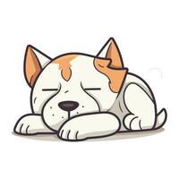 Cute cartoon dog sleeping. Vector illustration isolated on white background.