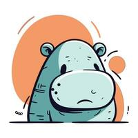 Cartoon hippo. Vector illustration of cute hippopotamus.