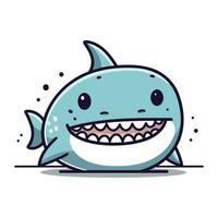 Cute shark cartoon character vector illustration. Cute cartoon shark.