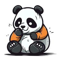 Cute Panda with orange t shirt and scarf. Vector illustration.