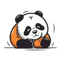 Cute panda bear cartoon. Vector illustration. Isolated on white background.