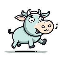 Cute Cartoon Cow Running Vector Illustration. Farm Animal Character.