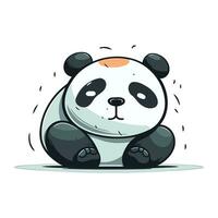 Cute cartoon panda sitting on the ground. Vector illustration.