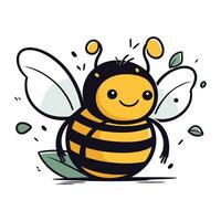 Cute cartoon bee isolated on a white background. Vector illustration.