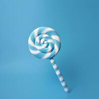 Knitted swirl patterned light blue lollipop  AI created Christmas card photo