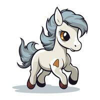 Cute cartoon pony isolated on a white background. Vector illustration.