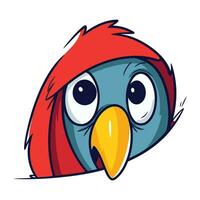 Cute cartoon parrot in a red cap. Vector illustration.