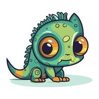 Cute cartoon chameleon. Vector illustration isolated on white background.