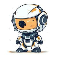 Astronaut in helmet. Cute cartoon character. Vector illustration.