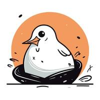 vector ilustración de un linda dibujos animados pingüino sentado en un nido.